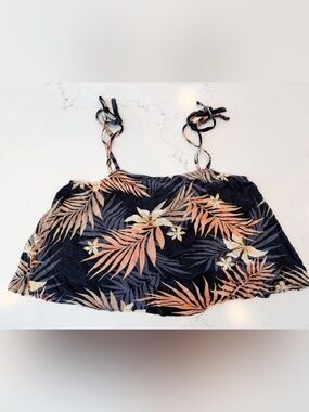 Billabong navy blue and peach floral top